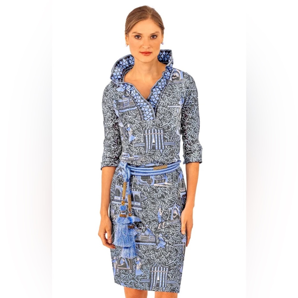 NWT Gretchen Scott Ruffle Neck Jersey Dress-Palanquin Party